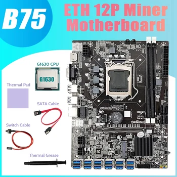 B75 ETH Madenci Anakart 12 PCIE USB3. 0 + G1630 CPU + Termal Gres + Termal Ped + SATA Kablosu + Anahtarı Kablo Anakart