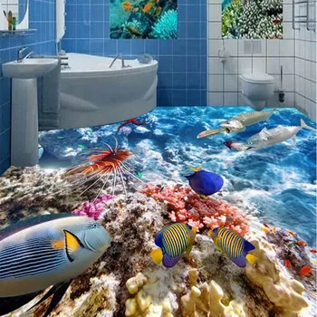 BEİBEHANG 3D kişiselleştirilmiş özel zemin sualtı dünyası deniz dibi mercan balık oturma odası banyo zemin dekorasyon boyama