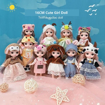 BJD Bebek 16CM Obitsu 11 Mini Prenses Sevimli Hayvan Giysileri Harika Vücut Topu Eklemli 1/12 Kız Bebek DIY çocuk için oyuncak Hediye