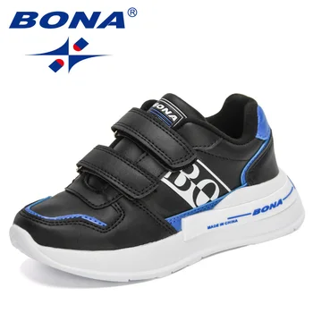 BONA 2021 Yeni Tasarımcılar Moda Ayakkabı Çocuk Spor koşu ayakkabıları Çocuklar Örgü Tenis Ayakkabıları Yumuşak Hafif yürüyüş ayakkabısı Erkek