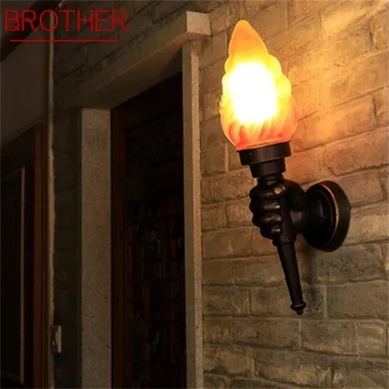 BROTHER açık duvar aplikleri lambası klasik meşale ışık yaratıcı LED su geçirmez ev dekoratif için