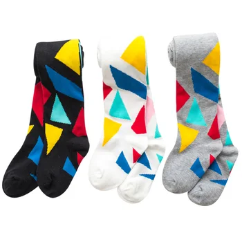 Bahar Çocuk Külotlu Çorap Dans Tayt Kız Çorap Çocuk Üçgen Kontrast Renk Örme Külotlu Çorap Kız Tayt