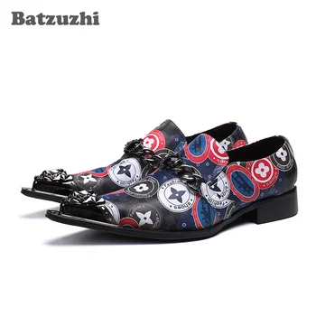 Batzuzhi Lüks deri ayakkabı Erkekler Renk Resmi Iş Elbise Ayakkabı Erkekler Sivri Metal Ucu Chaussures Hommes parti ayakkabıları Erkekler, 12