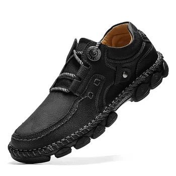 Benboy Erkekler rahat ayakkabılar deri lace up Sneakers açık moda Rahat loafer'lar Erkek büyük boy dikişli erkek ayakkabıları 38-48