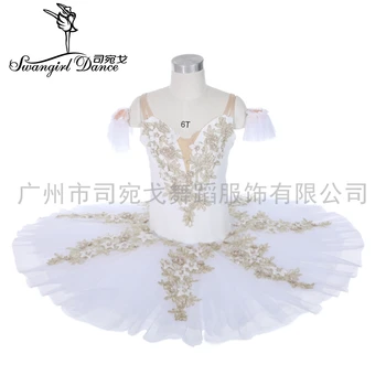 Beyaz bale leotard 8 katmanlı tül dans tutu balerin elbise performans bale kostümleri çocuk JY039