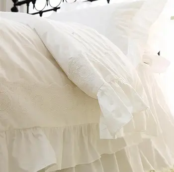 Beyaz dantel nevresim takımı, e n e n e n e n e n e n e n e n e n e tam kraliçe kral pamuk romantik düğün tek kişilik çift kişilik ev tekstili yatak örtüsü yastık kılıfı nevresim