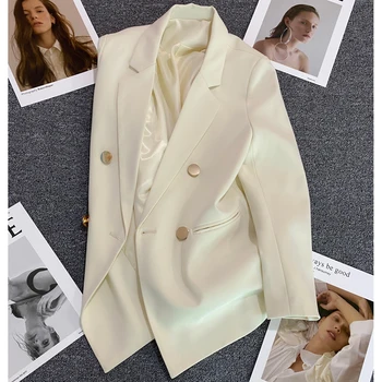 Blazers Kadınlar Vintage Katı Dış Giyim Gevşek Zarif Takım Elbise Üstleri 2022 Moda Streetwear Blazer Ceket Kadınsı Tüm Maç Bahar Ceket