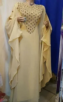 Boncuklu Uzun Kollu Elbise hint elbisesi Kadınlar Fas Kraliyet Georgette Dubai Elbise Dünya Ulusal Kostüm