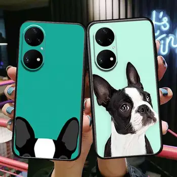 Boston Terrier Köpek Yüzleri telefon kılıfı İçin Huawei p50 P40 p30 P20 10 9 8 Lite E Pro Artı Siyah Etui Coque Boyama Hoesjes komik fa