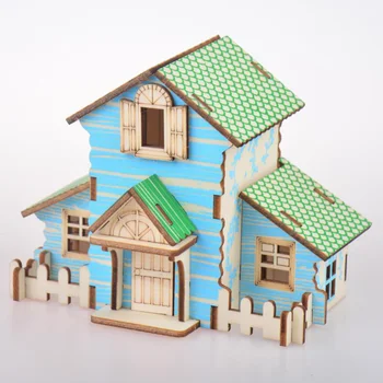 Bulmaca Evi 3D Ahşap Yapboz Çocuklar Yazlık Ahşap Yapı Toycountry Teaser Brainmodel Minyatür Villa Dıy doğum günü hediyesi 