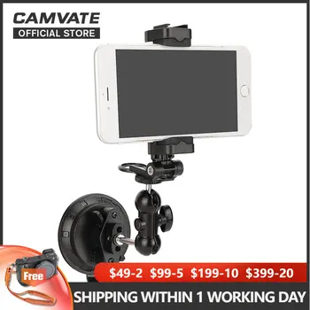 CAMVATE Cep telefon tutucu Vantuz sabitleme kaidesi Braketi ile Topu Kafa Kol ve Ayarlanabilir Smartphone Klip Fotoğraf Video İçin