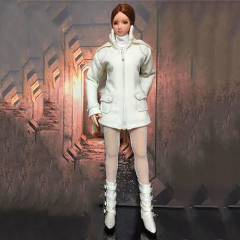 CC299 1/6 Kadın Asker Moda Beyaz Rahat Ceket Ceket T-shirt Mini Etek Çorap Takım Elbise Uyar 12 İnç Aksiyon şekilli kalıp