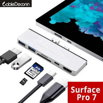 CableDeconn Microsoft Surface Pro7 Hub Adaptörü Pro7 Yerleştirme İstasyonu HDMI USB3. 0 USB-C SD TF Yüzey Pro Hub Bağlantı Noktası Çoğaltıcı