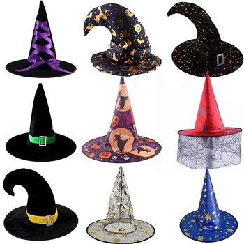 Cadı şapkaları Masquerade Şerit Sihirbazı Şapka Parti Kapaklar Kostüm Aksesuarları Cadılar Bayramı süslü elbise Baş Aşınma Paskalya
