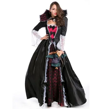 Cadılar bayramı Asil Kraliçe Vampir Kostüm Seksi Gotik Cadılar Bayramı Karnaval fantezi parti elbisesi Kadın Şeytan Cosplay Kostüm