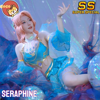 CoCos-SS Oyun LOL Seraphine Okyanus Şarkı Cosplay Kostüm Seraphine Yeni Cilt Prestij Okyanus Şarkı Cosplay Kostüm ve Cosplay Peruk