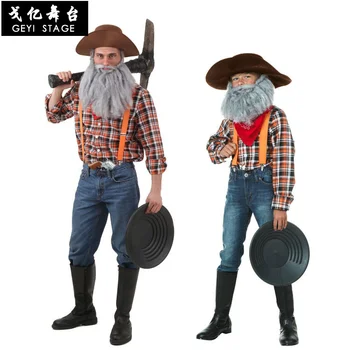 Cosplay madenci giysileri Yugong Yishan film karakter kostümleri dağ açacağı madencilik takım elbise baba ve oğul kostüm ebeveyn-çocuk cos
