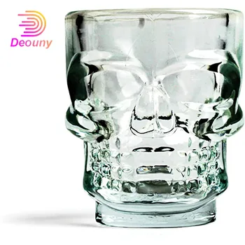 DEOUNY Büyük Kafatası Bardak Viski Çift Duvarlı şarap bardağı Votka Kristal 500ML Şeffaf Cadılar Bayramı Ev parti bardakları Drinkware