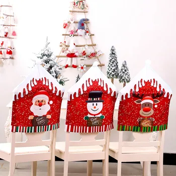 DIY noel sandalyesi klozet kapağı Noel Baba Dekorasyon Ev Masa sandalye kılıfı s Noel Tatili Otel Dekorasyon Kapak 47X60CM