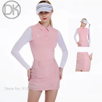 DK Yaz Bayan Güneş Koruyucu golf gömlekleri Uzun Kollu Buz İpek T-shirt Kadın Slim Fit Etekler Hızlı Kuru Kadın Golf Giyim Seti M-XXL