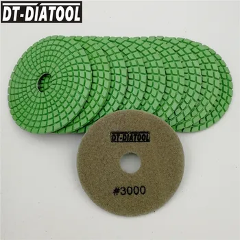DT-DIATOOL 10 adet/pk 3000# Elmas taşlama Pedleri ıslak Granit veya mühendislik taş esnek Yüksek Kaliteli parlatma Diskleri 4 inç