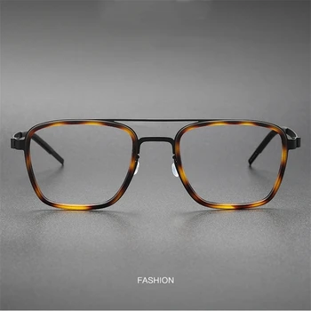 Danimarka Kare Titanyum Çerçeve Gözlük Erkekler 9708 Vidasız Gözlük Çift Köprü Optik Gözlük Gözlük Gözlük Erkekler için