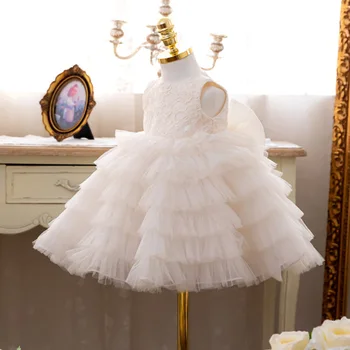 Dantel elbise kızlar için Çiçek kız düğün elbisesi çocuk giyim bebek Yenidoğan vaftiz elbisesi kız elbisesi kız giysileri
