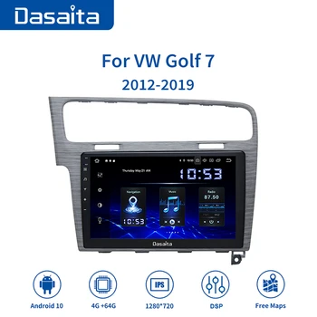 Dasaita Araba Android 10.0 Radyo 1 Din VW Golf 7 için GPS 2013 2014 2015 2016 2017 Navigasyon 10.2