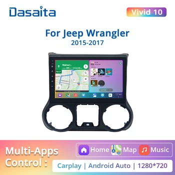 Dasaita Canlı Jeep Wrangler Radyo 2011-2016 için Araba ses Android Otomatik Multimedya android Apple Carplay Navigasyon GPS 4G 64G