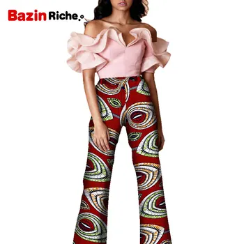 Dashiki Ankara Afrika Baskı Elbiseler Kadın Moda Bayan Uzun Pantolon WY7563
