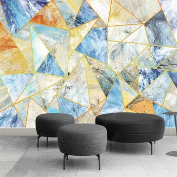 Dekor Duvar Modern Geometrik Renkli Sanat Desen 3D Fotoğraf Duvar Kağıdı Yatak odası Kendinden yapışkanlı duvar Kağıdı Papel özel Ev Tapiz