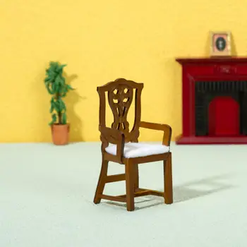 Dekoratif Anti-deforme Dollhouse Minyatür Ahşap Mobilya Sandalye Mikro Peyzaj Kaynağı