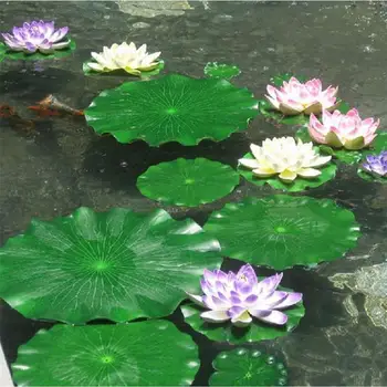 Dia 10 CM Yapay EVA Lotus Yaprağı Yeşil Çiçek Bitkiler Süs Ev Bahçe Su Havuzu Dekor