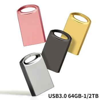 Dikdörtgen Mini Usb 3.0 64GB-1 / 2TB Flash Sürücü Yüksek Hızlı Veri Bellek depolama diski Sopa Anahtarlık Araba Alaşım Müzik USB Sopa U disk