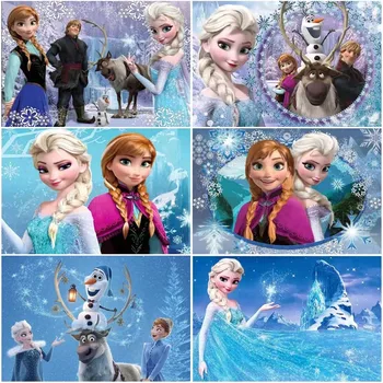 Disney Dondurulmuş Elsa & Anna 5D DİY Elmas Boyama Çapraz Dikiş Tam Kare / Yuvarlak Elmas Nakış Mozaik Ev Dekor
