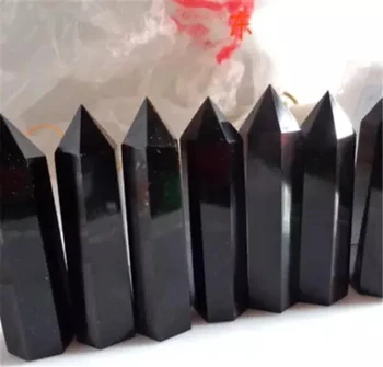 Doğal kuvars kristal siyah yao taş kare ucu çakra reiki şifa doğal taş ev dekorasyon aksesuarları