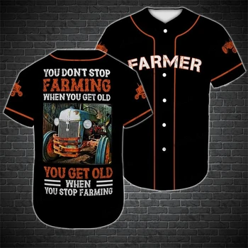 Durmuyorsun tarım traktörü Çiftçiler 3D Baskı Örgü Fiber beyzbol forması Gömlek Üst Tee Erkekler Streetwear Kısa Kollu Spor