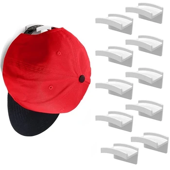 Duvar için Yapışkanlı Şapka Kancaları (10'lu Paket) - Minimalist Şapka Rafı Tasarımı, Delme Yok, Güçlü Tutma Şapka Askıları