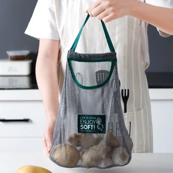 Duvara Monte Sebze Polyester Net Çanta Ev Mutfak saklama çantası Taşınabilir İçi Boş Nefes Zencefil Sarımsak Asılı Çanta