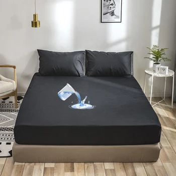 Düz Renk Su Geçirmez Yatak Örtüsü Anti Akarları yatak çarşafı Yatak Koruyucu Ped Nefes Elastik Bant Yatak Örtüsü 30cm