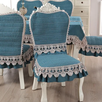 Düz Renk sandalye kılıfı Avrupa Klasik Yastık Geri Seti Dantel Dekorasyon Ev Otel düğün ışıkları Lüks sandalye kılıfı Setleri