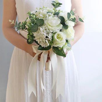 Düğün Çiçekleri Gelin Buketleri Tutan Şakayık İpek Güller Evlilik Aksesuarları Fotoğraf Fotoğraf Sahne Nedime Dekorasyon