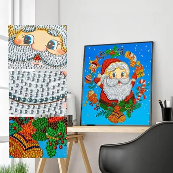 Dıy 5D Elmas Nakış Mozaik Boyama Çapraz Dikiş, Kristal Parlak Boncuk Noel Noel Baba Jingle Bell Dekoratif Hediye