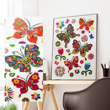 Dıy Elmas Nakış Mozaik Boyama Çapraz Dikiş, özel Şekilli Kristal Parlak Boncuk Coloful Kelebekler ve Çiçek Decoratio