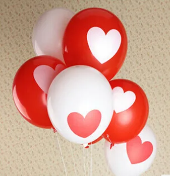 Ebedi Aşk kalp balon (100 adet / grup ) 12 inç kırmızı ve beyaz renk yuvarlak balonlar 100 % lateks Balonlar