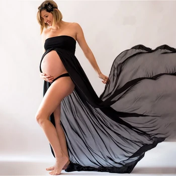 Elbise Gebelik Fotoğraf Çekimi Elbise Seksi hamile elbiseleri Fotoğraf Çekimi İçin Maxi Elbise Bölünmüş Yan Kadın Hamile Fotoğraf Sahne