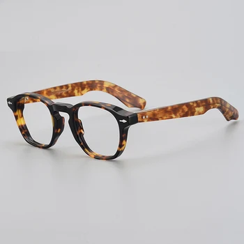En Kaliteli Asetat Vintage Kare Optik Gözlük Çerçeve Erkekler Kadınlar Kalın Jant Reçete Gözlük Unisex Retro Miyopi Gözlük