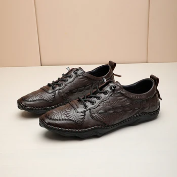 En Çok Satan deri ayakkabı Erkekler İçin Rahat Erkek Casual Flats Ayakkabı Moda yürüyüş ayakkabısı Adam Popüler Marka Lace Up Sneakers
