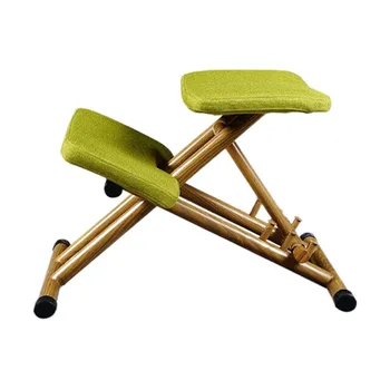 Ergonomik Olarak Tasarlanmış Diz Çökmüş Sandalye Yeşil Kumaş Yastık Modern Ofis bilgisayar sandalyesi Ergonomik Duruş Diz Sandalye Tasarımı