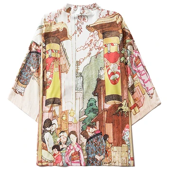 Erkek Kadın Moda Gevşek Japon Geleneksel Hırka Ceket Vintage Yaz Plaj Gömlek Yukata Bluz Haori Obi asya kıyafetleri